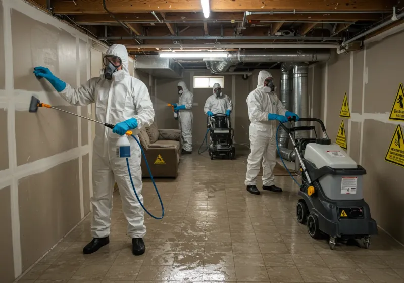 Basement Moisture Removal and Structural Drying process in Broadway, NC